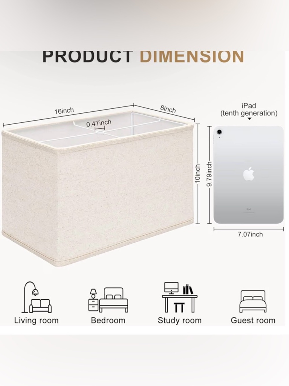 NWOT Seaside Village | Rectangle Lamp Shades Set of 2, 16"L x 8"W x 10"H Beige - Picture 3 of 8